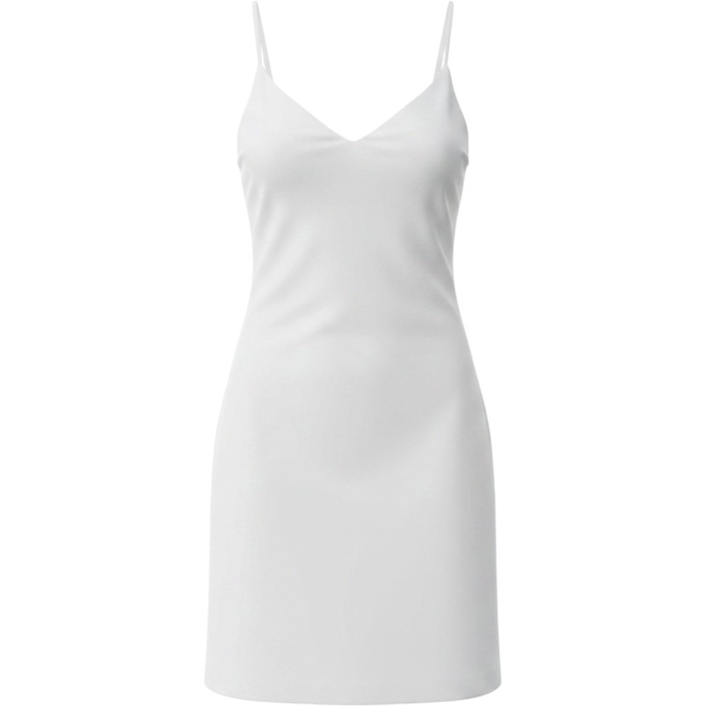 MOD On Trend I Still Believe Slit Dress Womens Large Off White V-Neck Mini